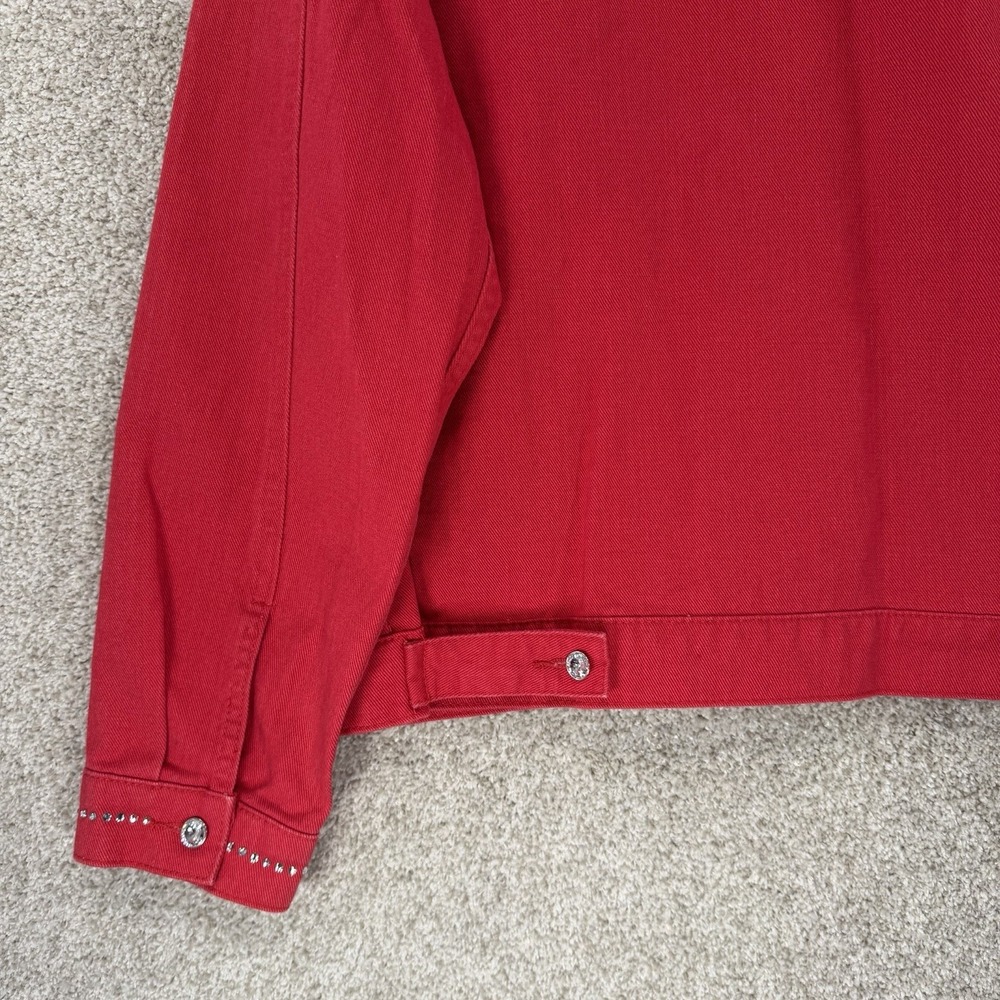 Christine‎ Alexander Red Embellished Rhinestone Denim Jacket M Rodeo Western - Picture 10 of 11
